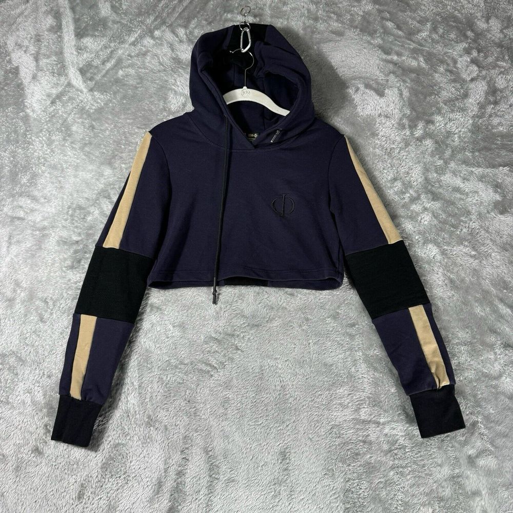 Odin Gear Crop Top Workout Hoodie XS Blue Gym Pullover Sweatshirt Athleisure